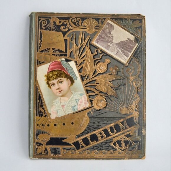 Early 1900s Antique Scrapbook Album 40 Full Pages Victorian - Picture 1 of 16